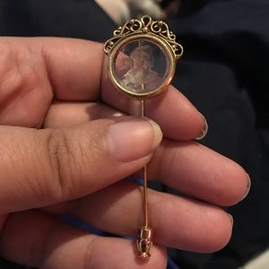 Vintage Etched Glass Cameo Stick Pin